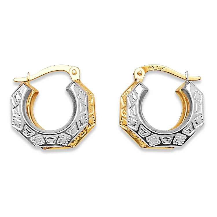 Scallop Hoop Earrings in 14K Two-Tone Gold
