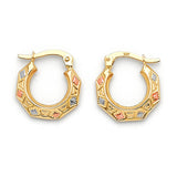 Scallop Hoop Earrings in 14K Tri-Color Gold