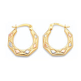Scallop Hoop Earrings in 14K Tri-Color Gold