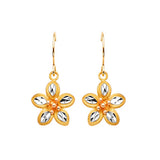 Flower Drop Earrings in 14K Tri-Color Gold