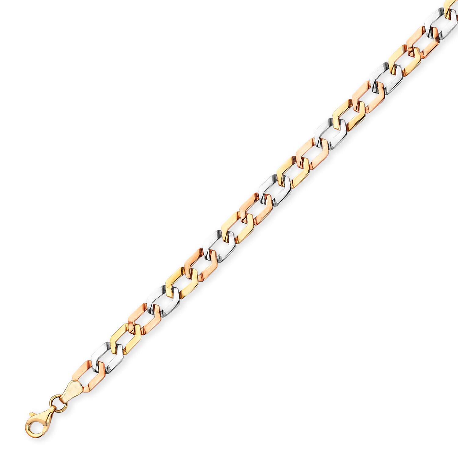 Cuban Unisex Link Bracelet In 14K Tri-Color Gold