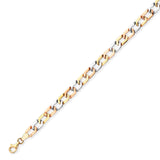 Cuban Unisex Link Bracelet In 14K Tri-Color Gold