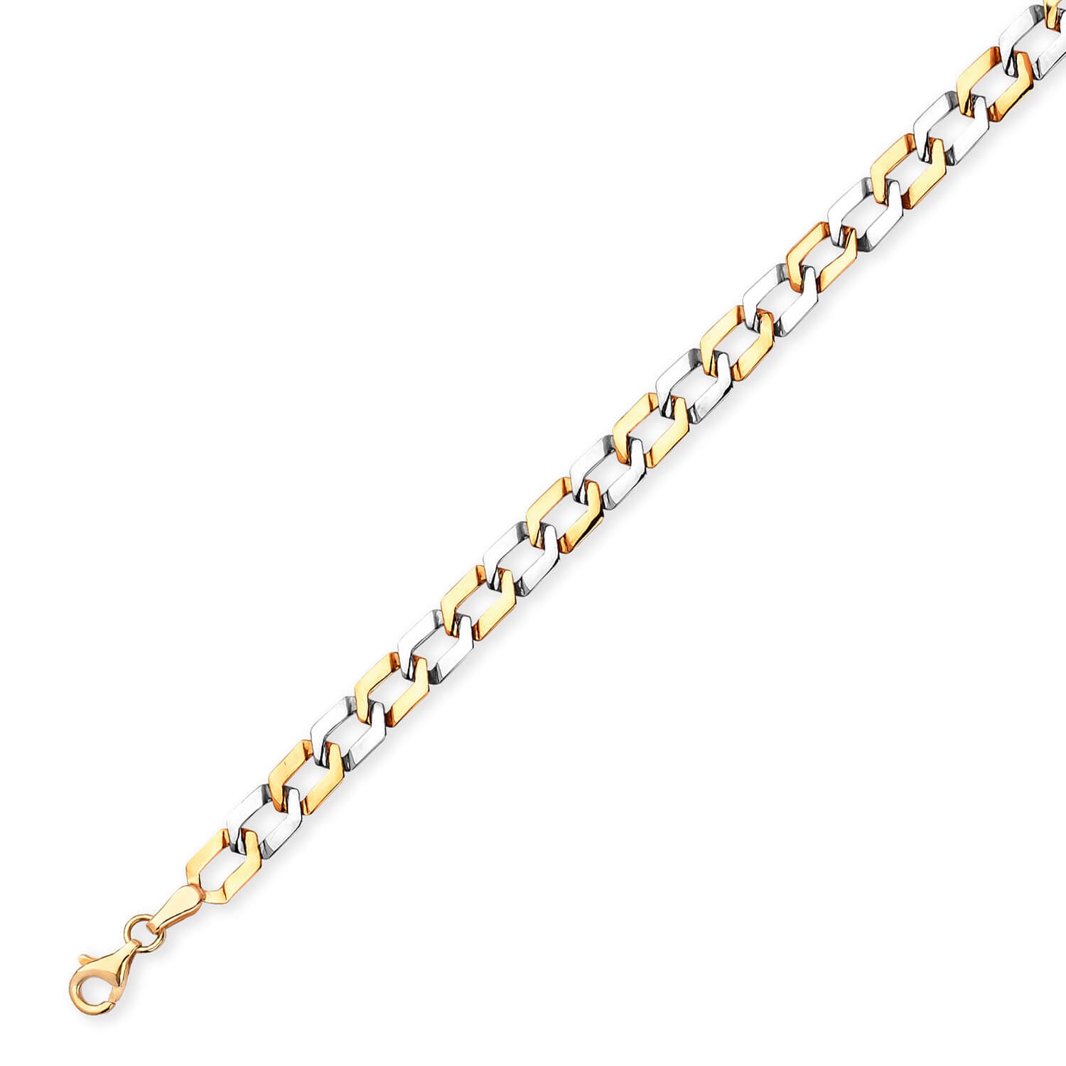 Cuban Unisex Link Bracelet In 14K Two-Tone Gold