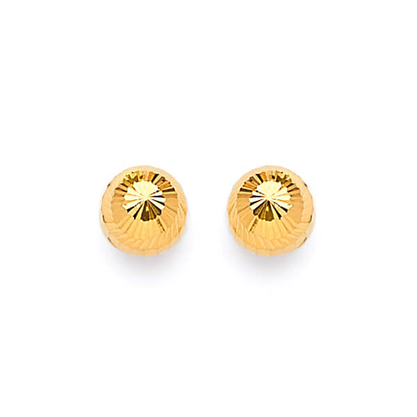 Gold Ball Stud Earrings in 14K Gold and Butterfly Backing
