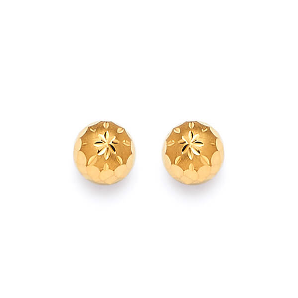 Gold Ball Stud Earrings in 14K Gold and Butterfly Backing