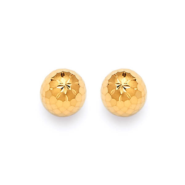 Gold Ball Stud Earrings in 14K Gold and Butterfly Backing