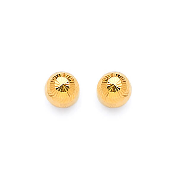 Gold Ball Stud Earrings in 14K Gold and Butterfly Backing