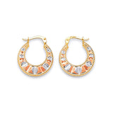 Scallop Hoop Earrings in 14K Tri-Color Gold