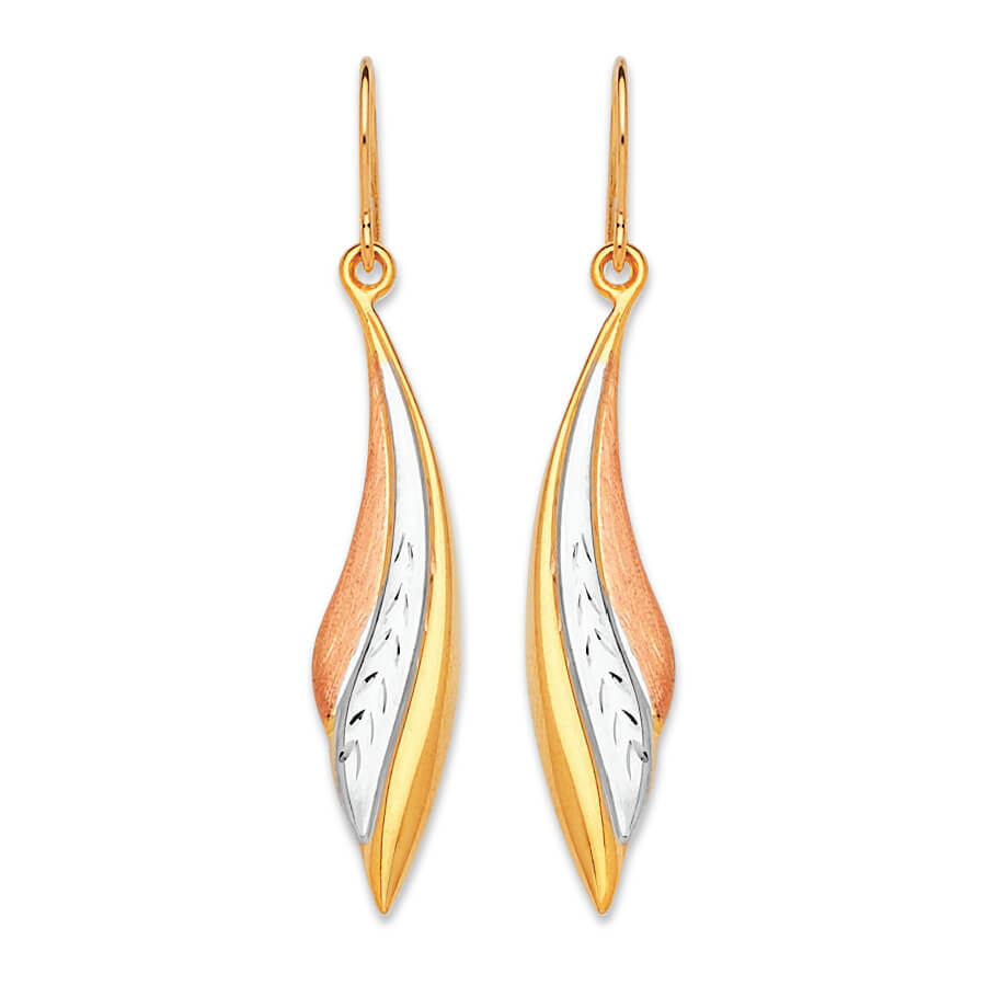 Teardrop Earrings in 14K Tri-Color Gold