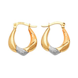 Scallop Hoop Earrings in 14K Tri-Color Gold