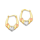 Heart Scallop Hoop Earrings in 14K Tri-Color Gold