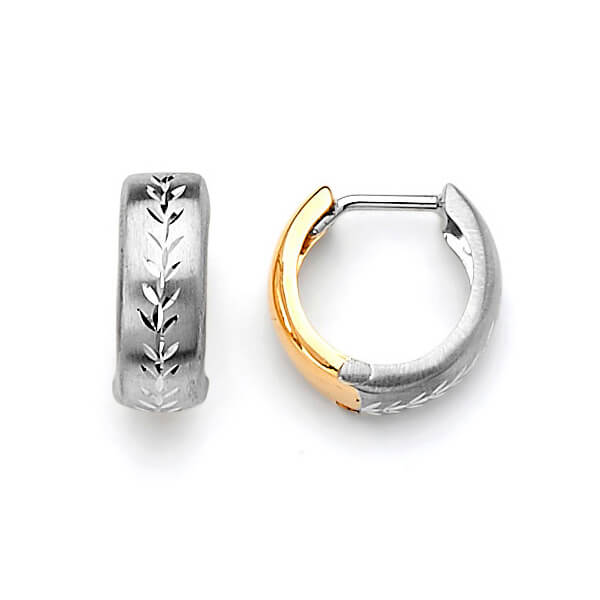Huggie Earrings in 14K Two-Tone Gold