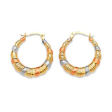 Scallop Hoop Earrings in 14K Tri-Color Gold