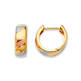 Huggie Earrings in 14K Tri-Color Gold