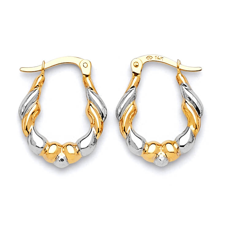 Scallop Hoop Earrings in 14K Two-Tone Gold