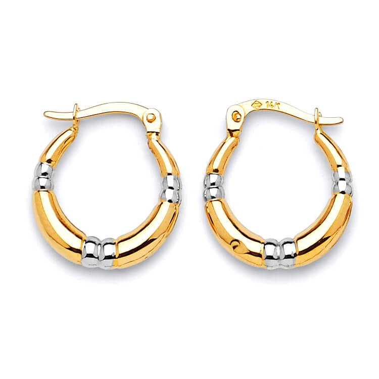 Scallop Hoop Earrings in 14K Two-Tone Gold