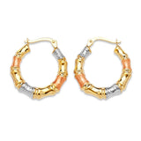 Scallop Hoop Earrings in 14K Tri-Color Gold