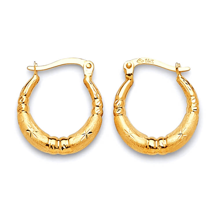 Scallop Hoop Earrings in 14K Gold
