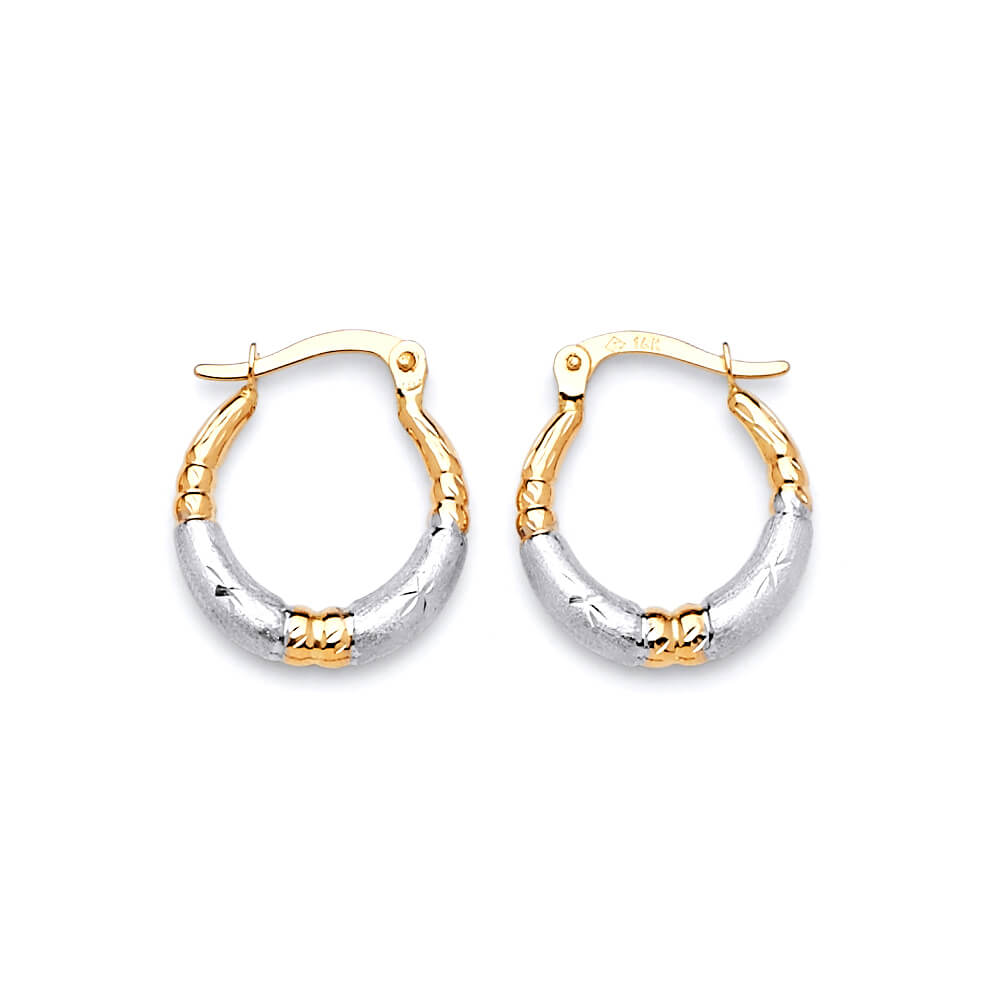 Scallop Hoop Earrings in 14K Two-Tone Gold