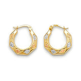 Scallop Hoop Earrings in 14K Tri-Color Gold