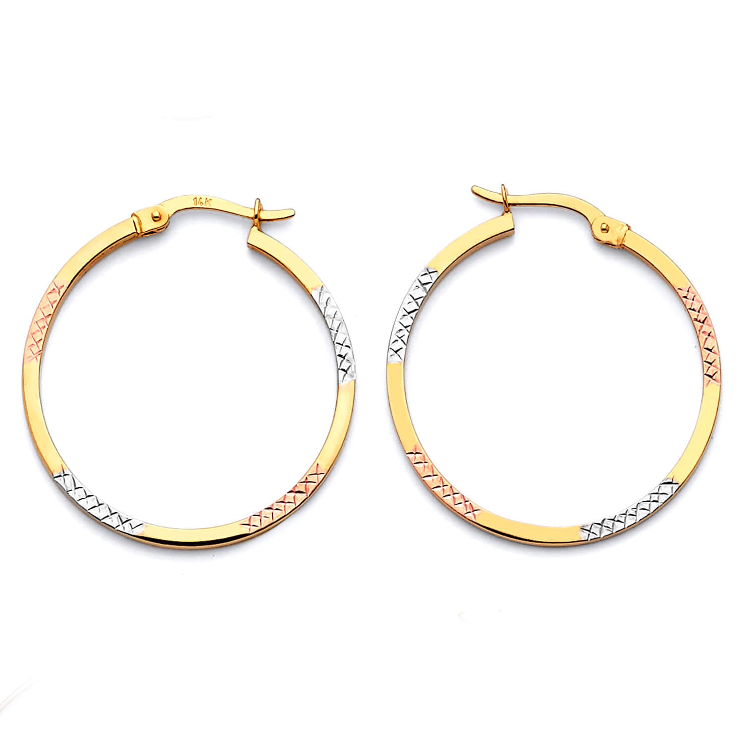 Hoop Earrings in 14K Tri-Color Gold