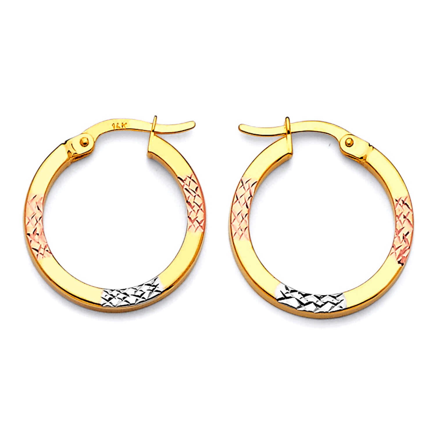 Hoop Earrings in 14K Tri-Color Gold