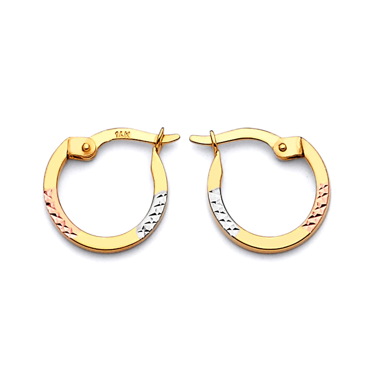 Hoop Earrings in 14K Tri-Color Gold