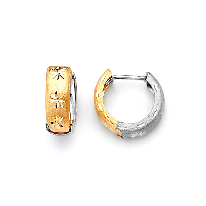 Huggie Earrings in 14K Two-Tone Gold