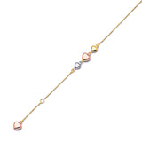 Adjustable Heart Link Anklet in 14K Tri Color Gold