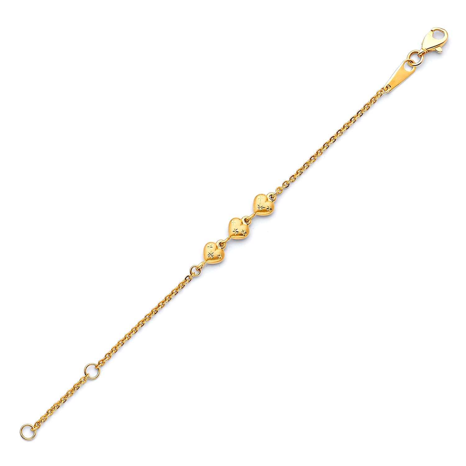 Kids Heart Charm Bracelet In 14K Gold