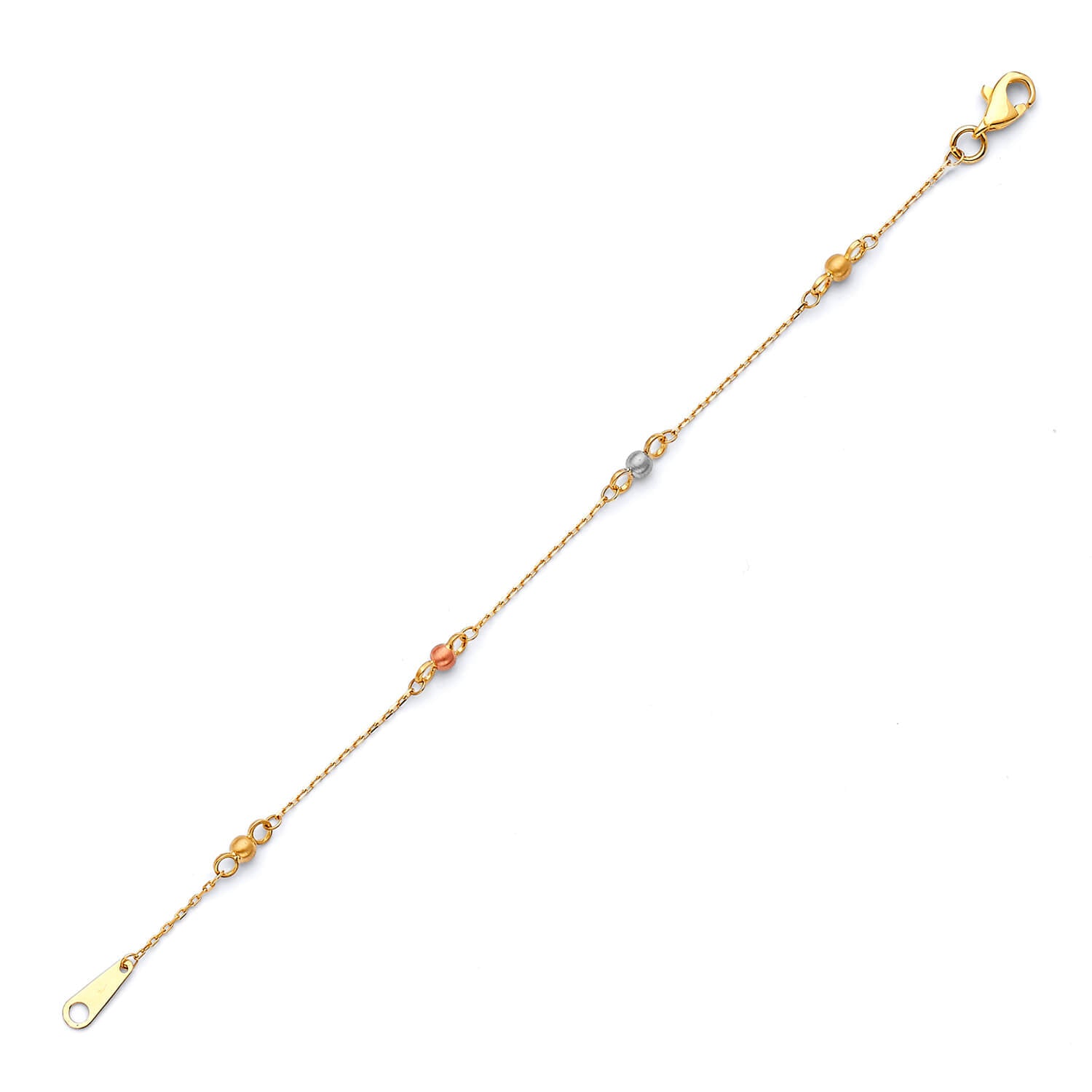 Kids Charm Bracelet In 14K Tri-Color Gold