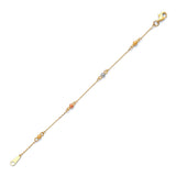 Kids Charm Bracelet In 14K Tri-Color Gold