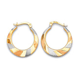 Scallop Hoop Earrings in 14K Tri-Color Gold