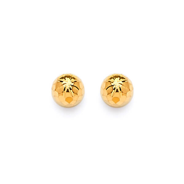 Gold Ball Stud Earrings in 14K Gold and Butterfly Backing