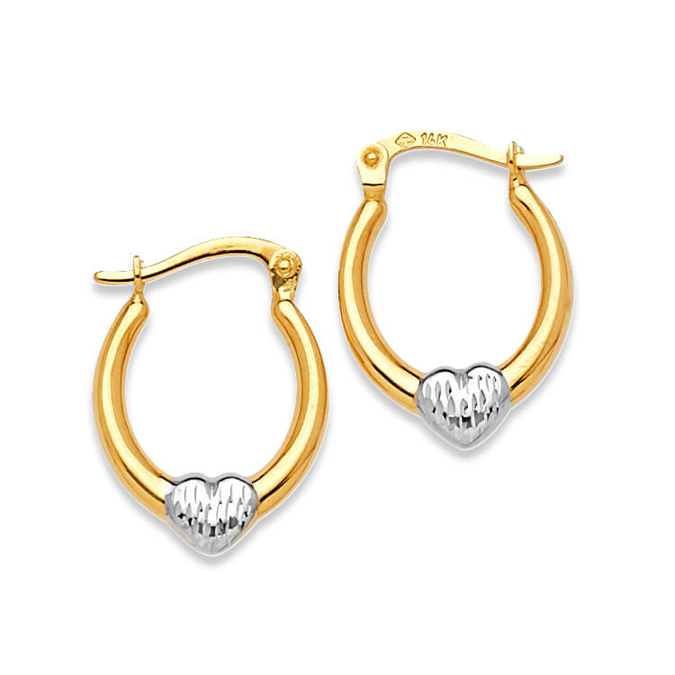 Heart Scallop Hoop Earrings in 14K Two-Tone Gold