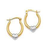 Heart Scallop Hoop Earrings in 14K Two-Tone Gold