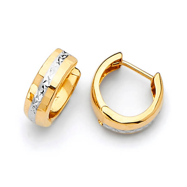 Huggie Earrings in 14K Two-Tone Gold