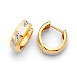 Huggie Earrings in 14K Two-Tone Gold