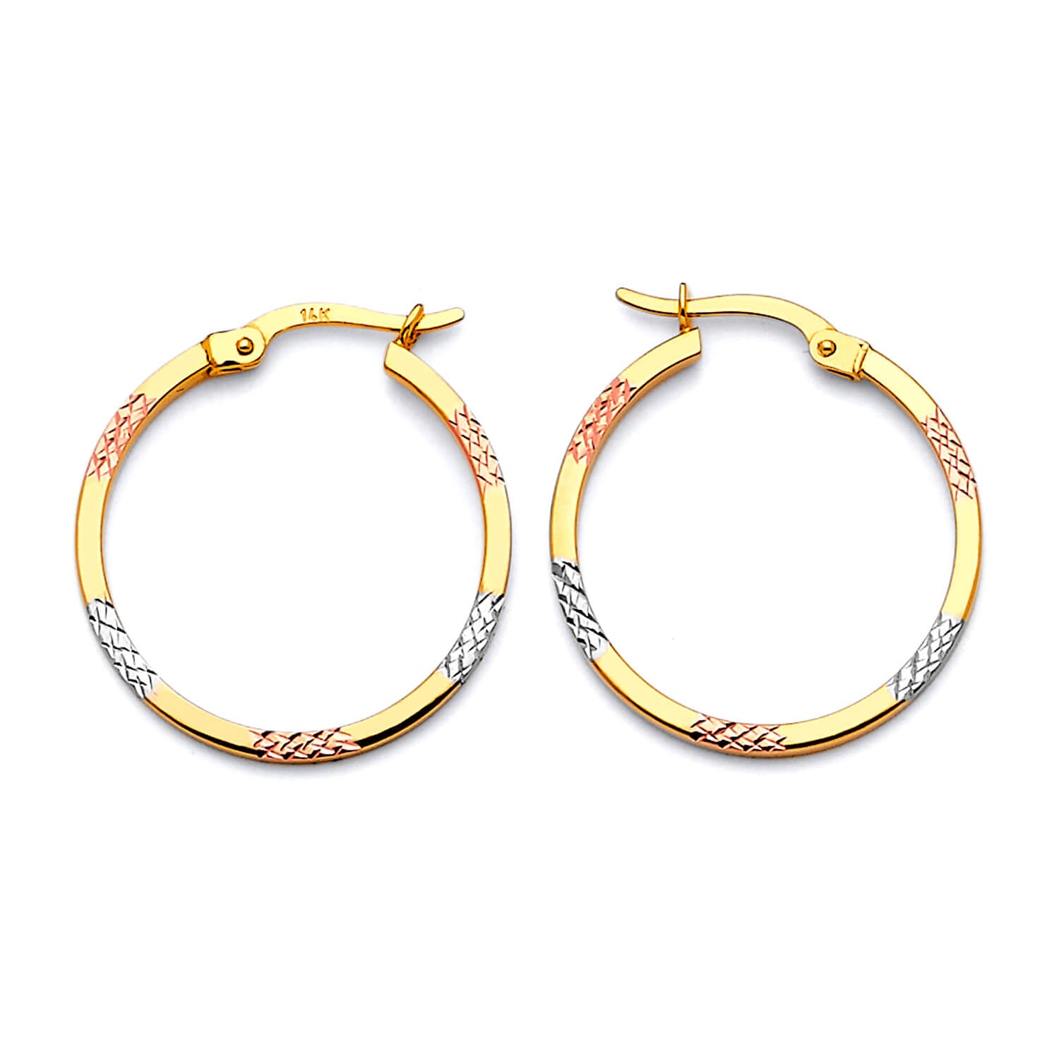 Hoop Earrings in 14K Tri-Color Gold