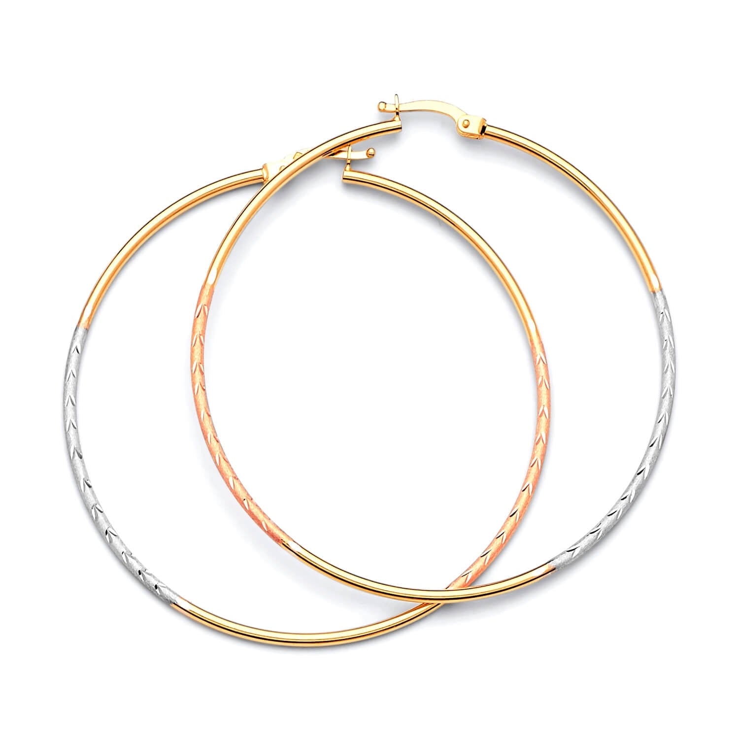 Hoop Earrings in 14K Tri-Color Gold
