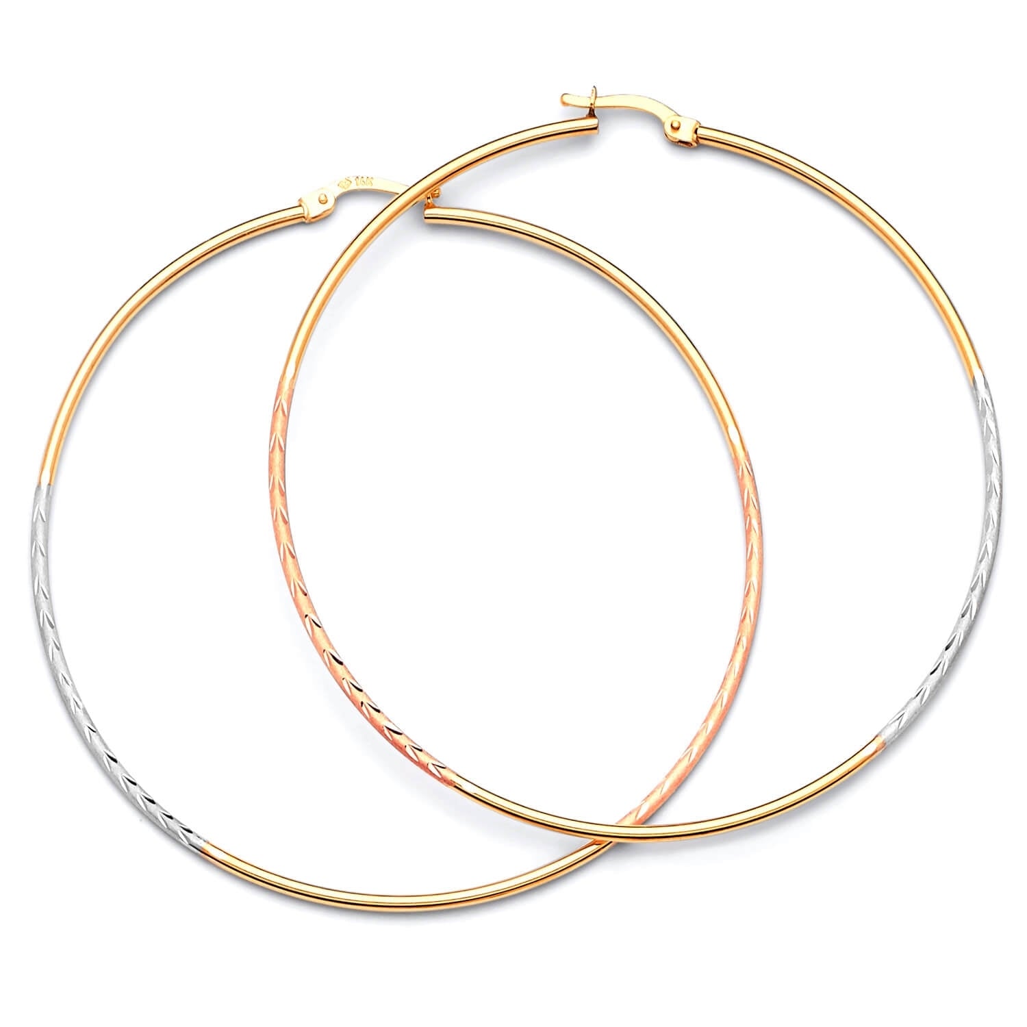 Hoop Earrings in 14K Tri-Color Gold