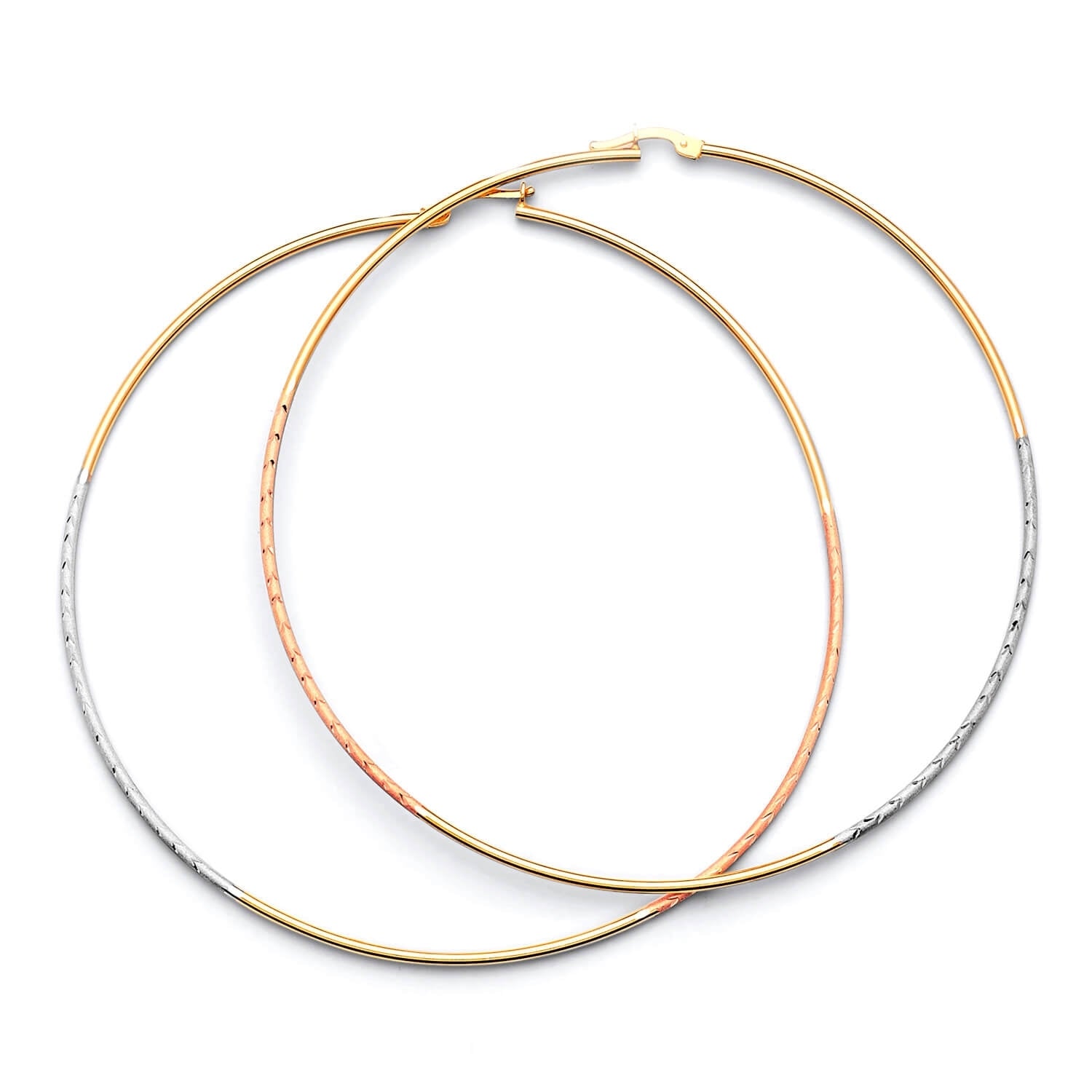 Hoop Earrings in 14K Tri-Color Gold