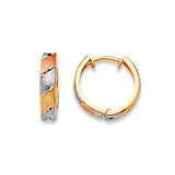 Huggie Earrings in 14K Tri-Color Gold