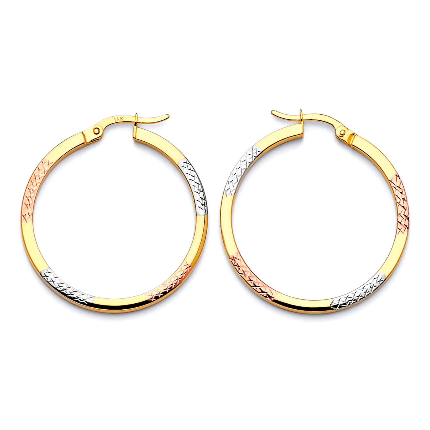 Hoop Earrings in 14K Tri-Color Gold