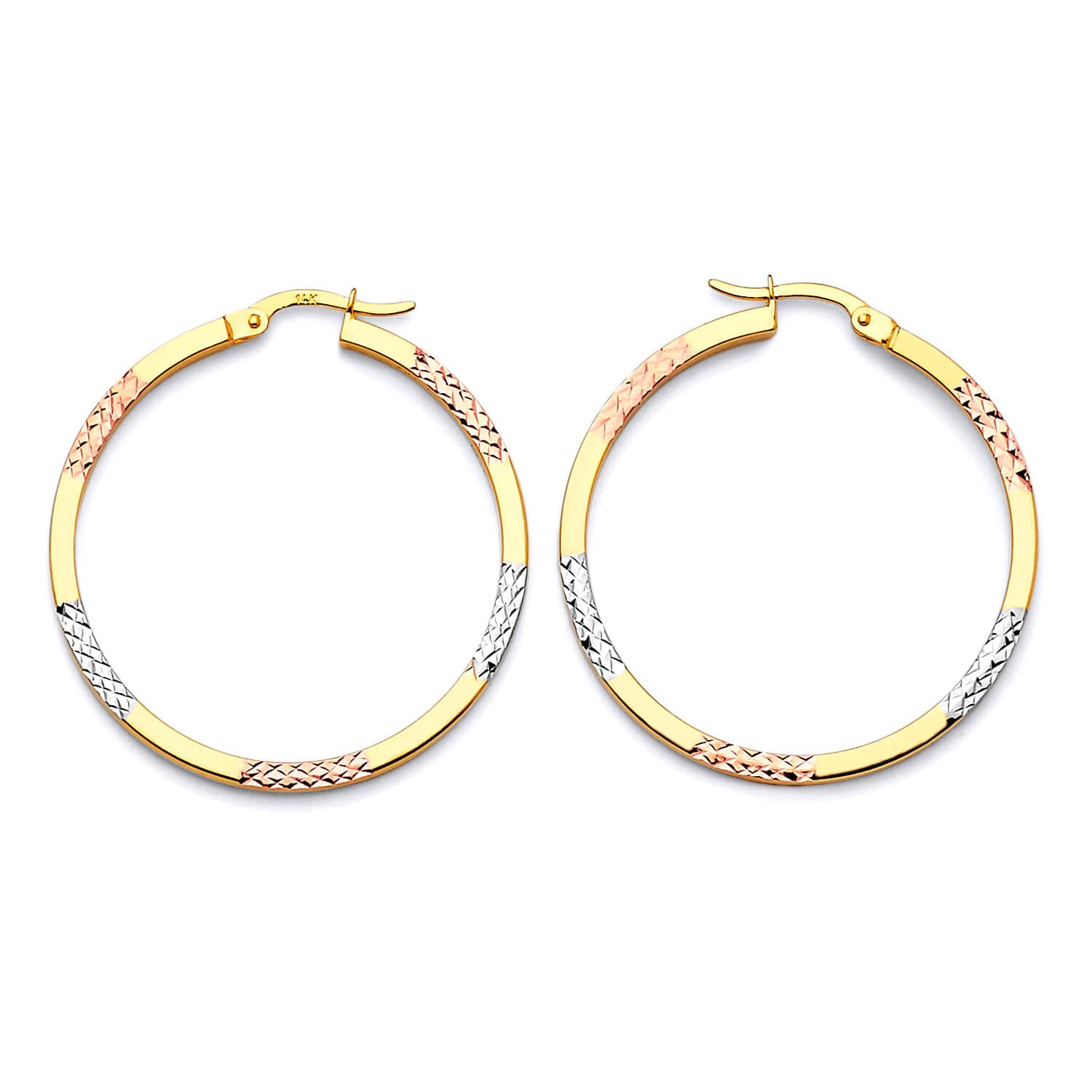 Hoop Earrings in 14K Tri-Color Gold