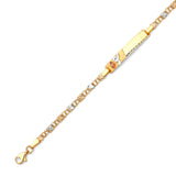 Mexican Kids Border ID Bracelet In 14K Tri-Color Gold