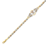 Valentino White CZ Ladies Bracelet In 14K Tri-Color Gold