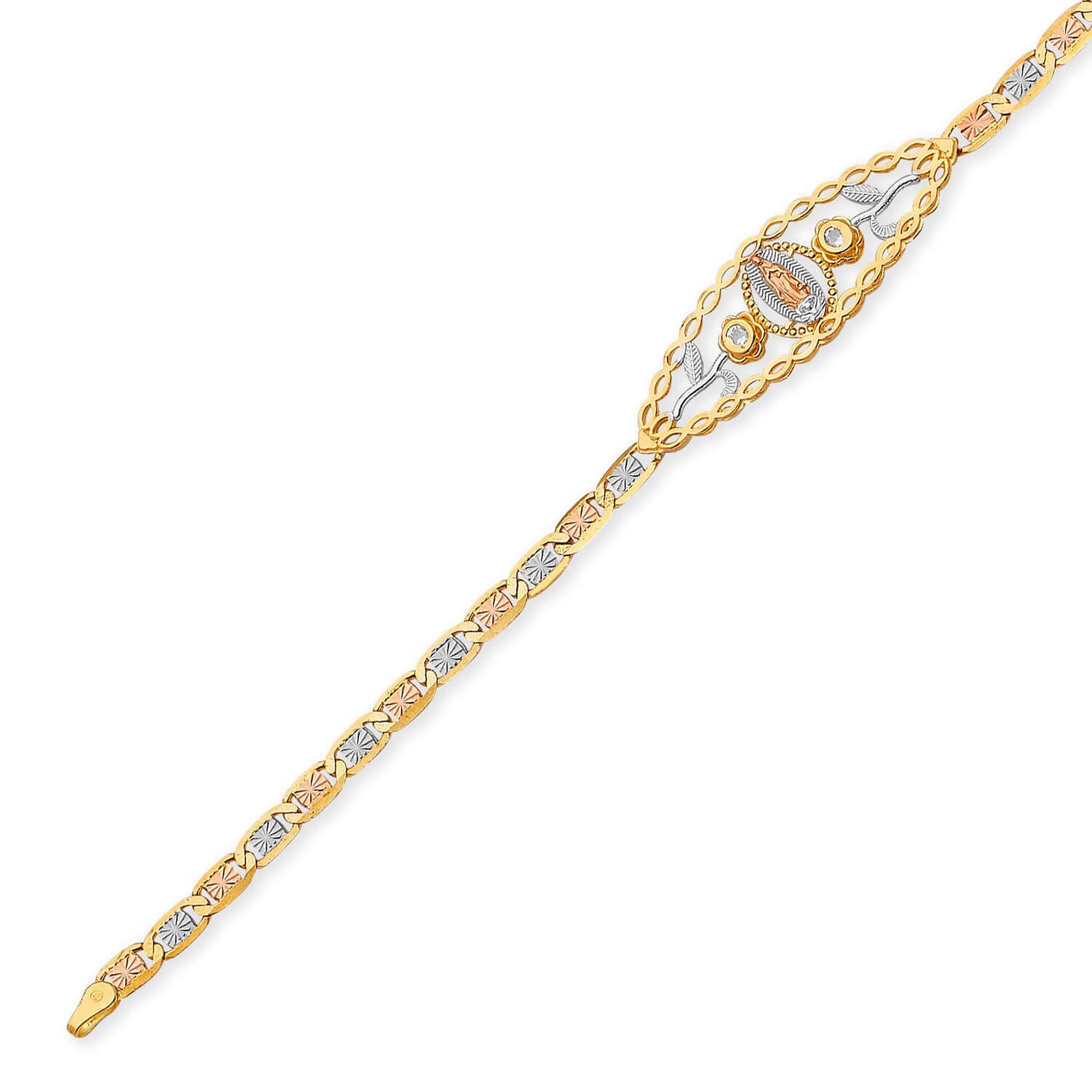 Valentino White CZ Ladies Bracelet In 14K Tri-Color Gold