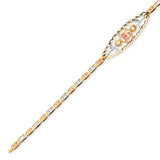 Valentino White CZ Quinceañera Bracelet In 14K Tri-Color Gold