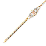 Valentino White CZ Quinceañera Bracelet In 14K Tri-Color Gold